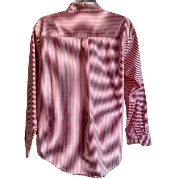 Puritan Long Sleeve Button Down Shirt Red White Stripes Large - Picture 5 of 9
